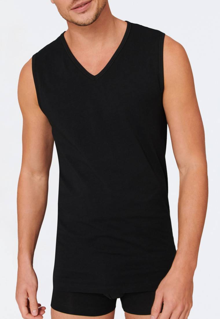 Schiesser Tank Tops 2er-Pack Organic Cotton V-Ausschnitt schwarz- 95/5 50% Rabatt mit kostenlosem Versand