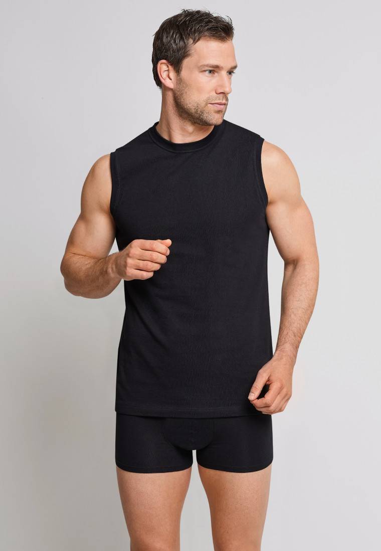 Schiesser Shirt ärmellos 2er-Pack Muscle Shirt schwarz - Essentials Fabrikladen