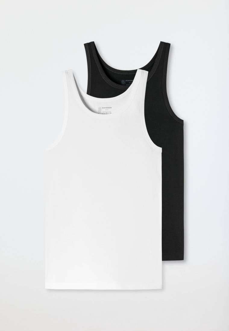 Schiesser Unterhemden 2er-Pack Organic Cotton schwarz/weiß – 95/5 Begrenzt auf 3 Tage