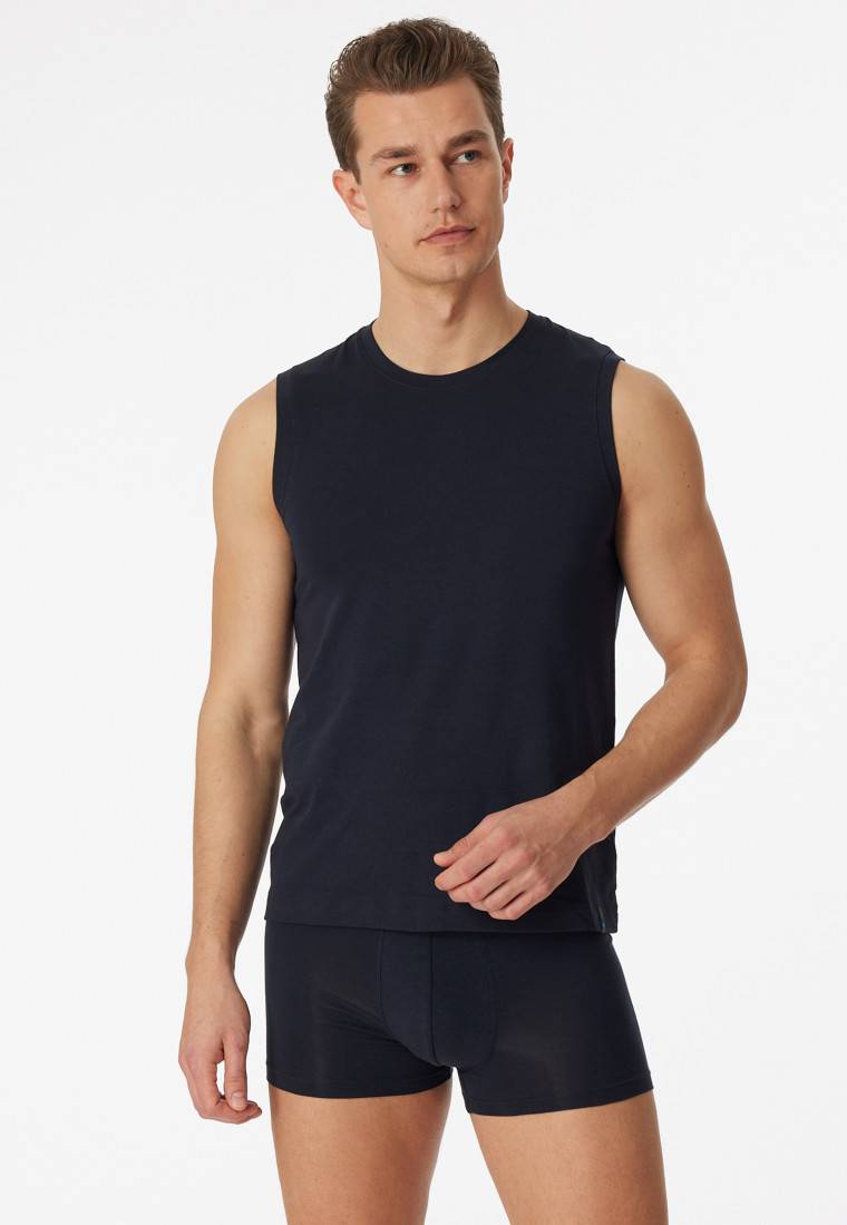 Schiesser Tank Top modische Schnittform blauschwarz - Long Life Soft Speichern exportieren