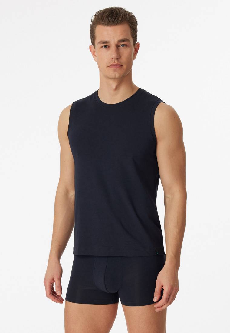 Schiesser Tank Top modische Schnittform blauschwarz - Long Life Soft Speichern exportieren