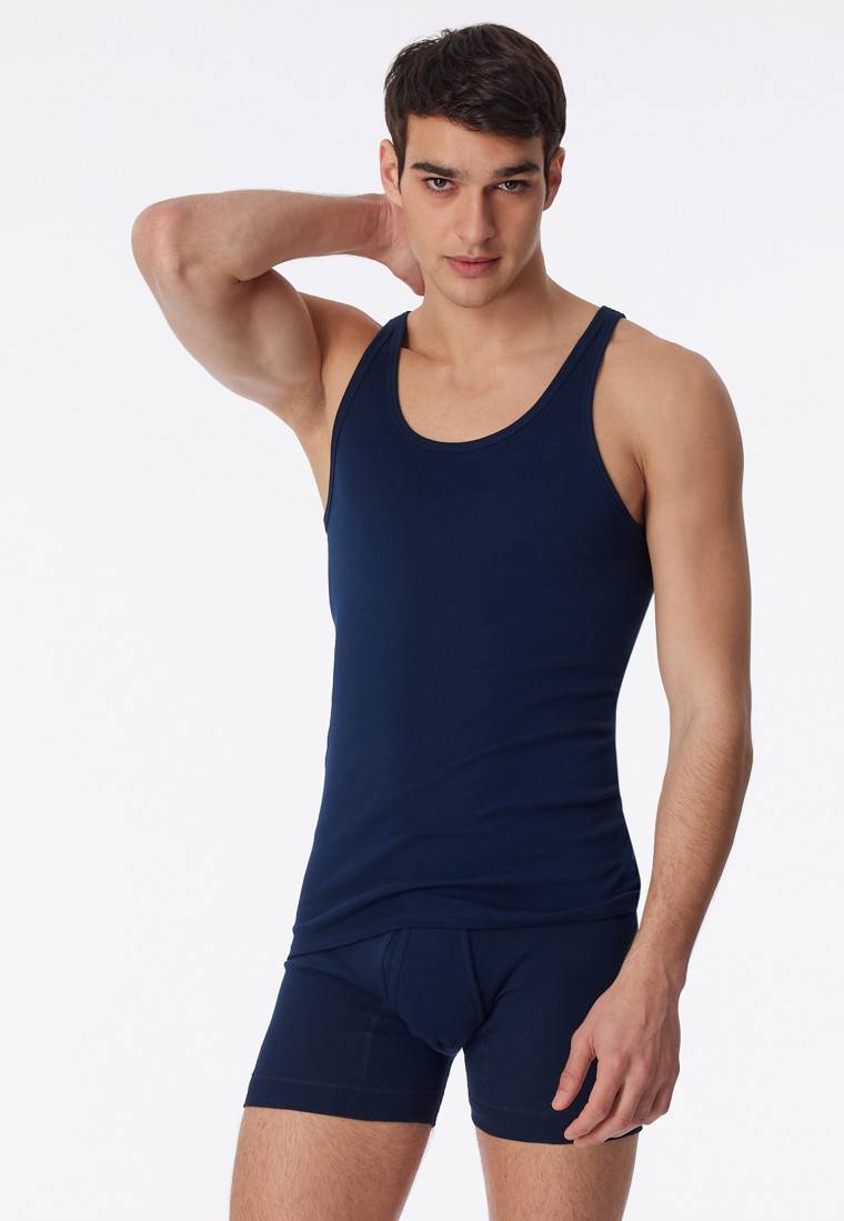 Schiesser Unterhemd Feinripp navyblau - Original Feinripp Im Verkauf
