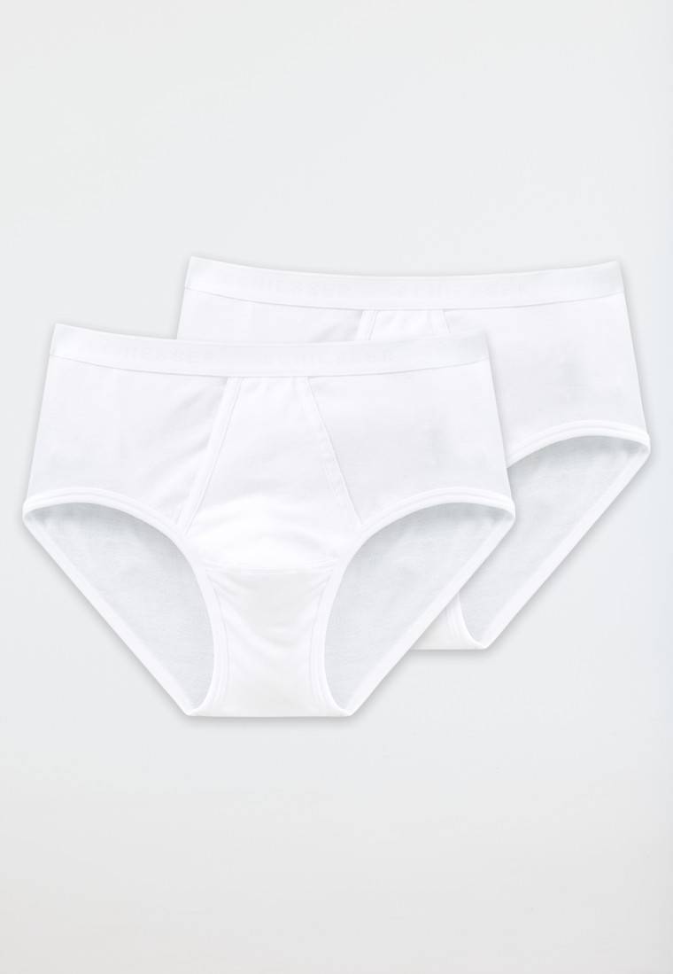 Schiesser Sportslips 2er-Pack mit Eingriff Feinripp weiß - Original Feinripp Fabrikverkauf