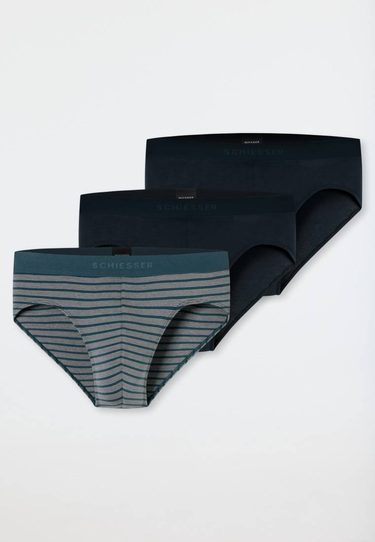 Schiesser Rio-Slips 3er-Pack Organic Cotton Webgummibund uni/gestreift - 95/5 Fabrik Onlineshop