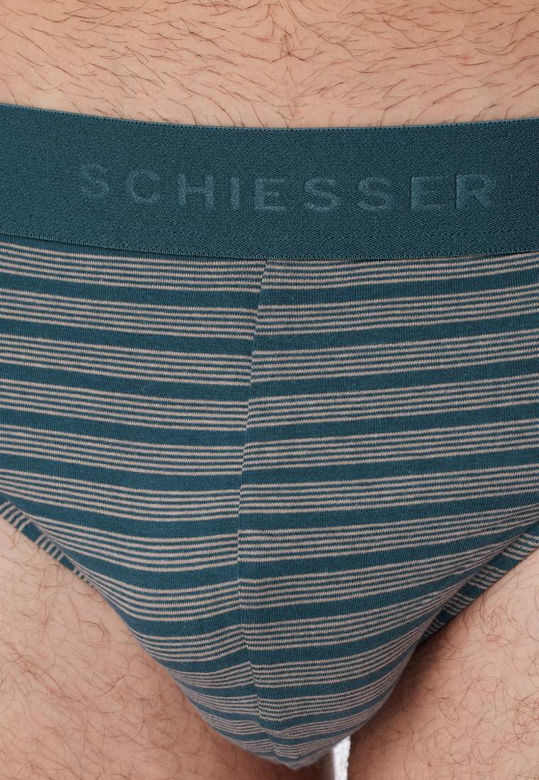 Schiesser Rio-Slips 3er-Pack Organic Cotton Webgummibund uni/gestreift - 95/5 Fabrik Onlineshop