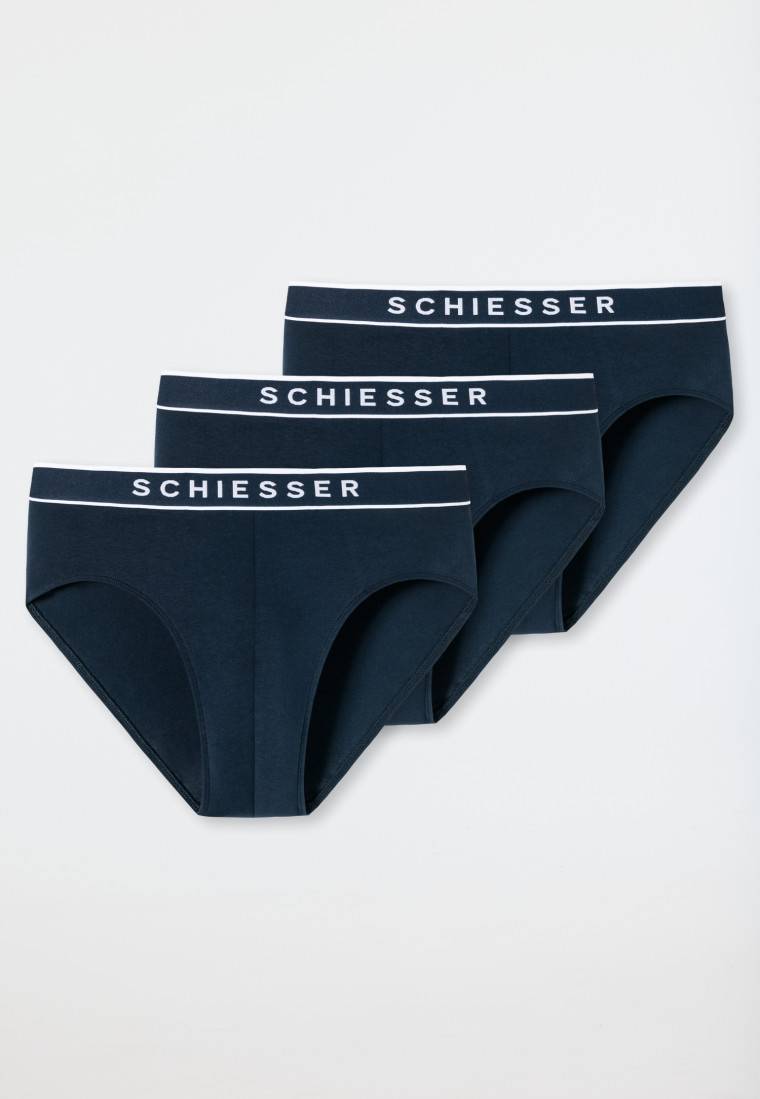 Schiesser Rio-Slips 3er-Pack Organic Cotton Webgummibund dunkelblau - 95/5 Günstig kaufen