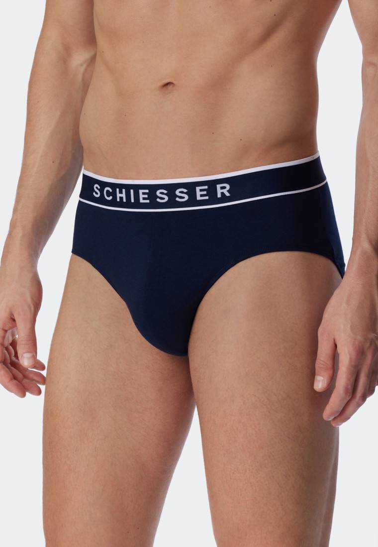 Schiesser Rio-Slips 3er-Pack Organic Cotton Webgummibund dunkelblau - 95/5 Günstig kaufen