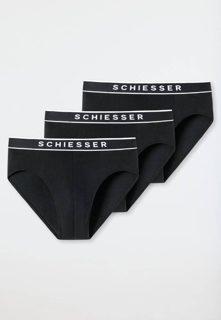 Schiesser Rio-Slips 3er-Pack Organic Cotton Webgummibund schwarz - 95/5 Preisnachlass