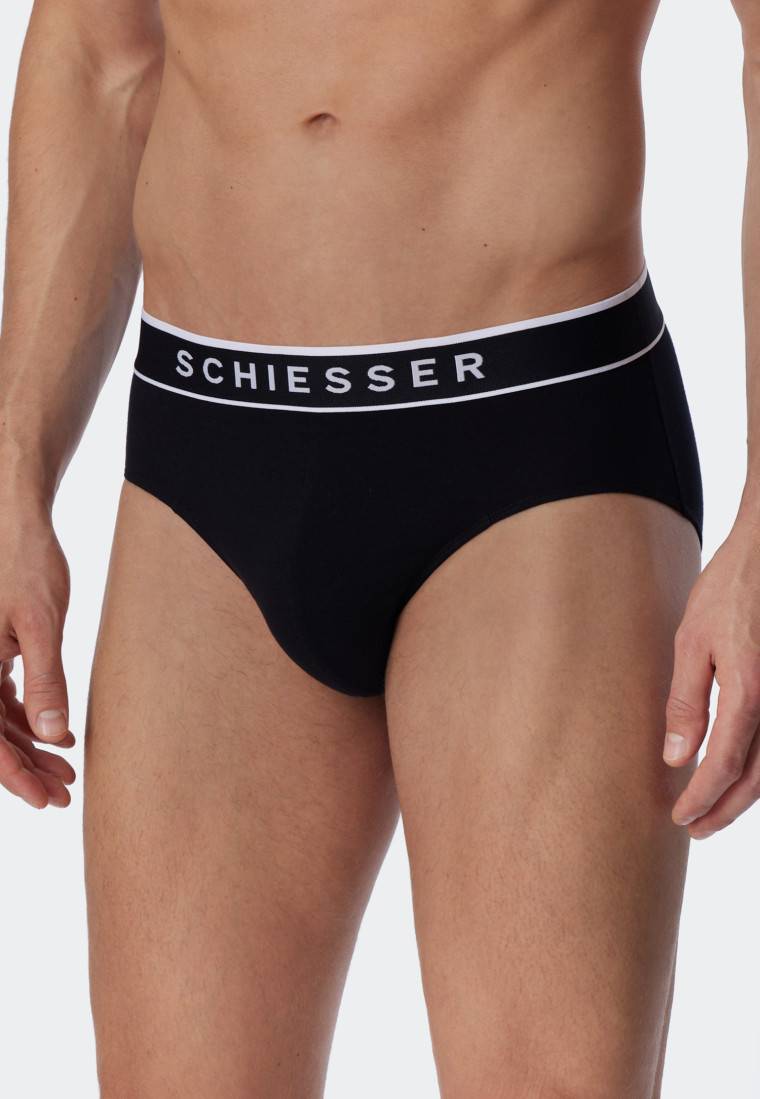 Schiesser Rio-Slips 3er-Pack Organic Cotton Webgummibund schwarz - 95/5 Preisnachlass