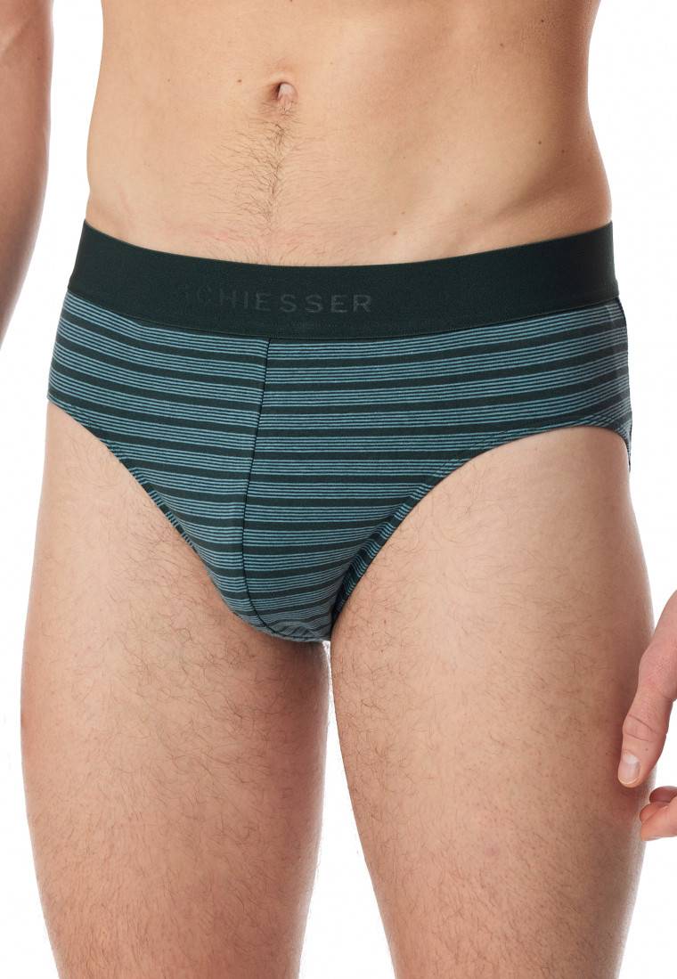 Schiesser Rio-Slips 3er-Pack Organic Cotton Webgummibund uni/gestreift schwarz - 95/5 Weihnachtsangebot