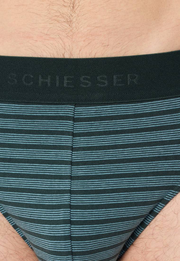 Schiesser Rio-Slips 3er-Pack Organic Cotton Webgummibund uni/gestreift schwarz - 95/5 Weihnachtsangebot