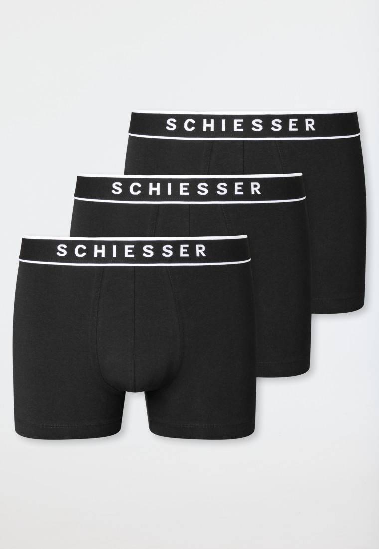 Schiesser Shorts 3er-Pack Organic Cotton Webgummibund schwarz - 95/5 Tiefpreis