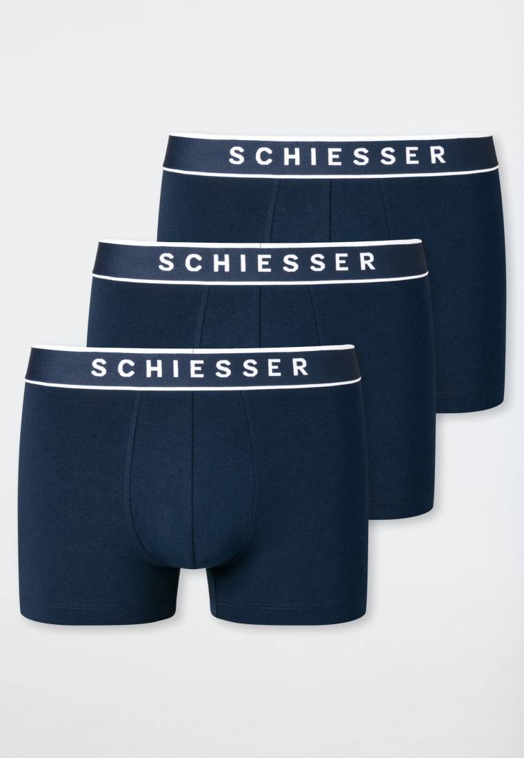 Schiesser Shorts 3er-Pack Organic Cotton Webgummibund dunkelblau - 95/5 Super Sparpreis