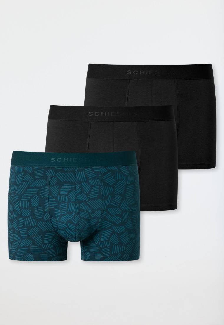 Schiesser Shorts 3er-Pack Organic Cotton Webgummibund uni/gemustert mehrfarbig - 95/5 Nur noch ein Tag übrig