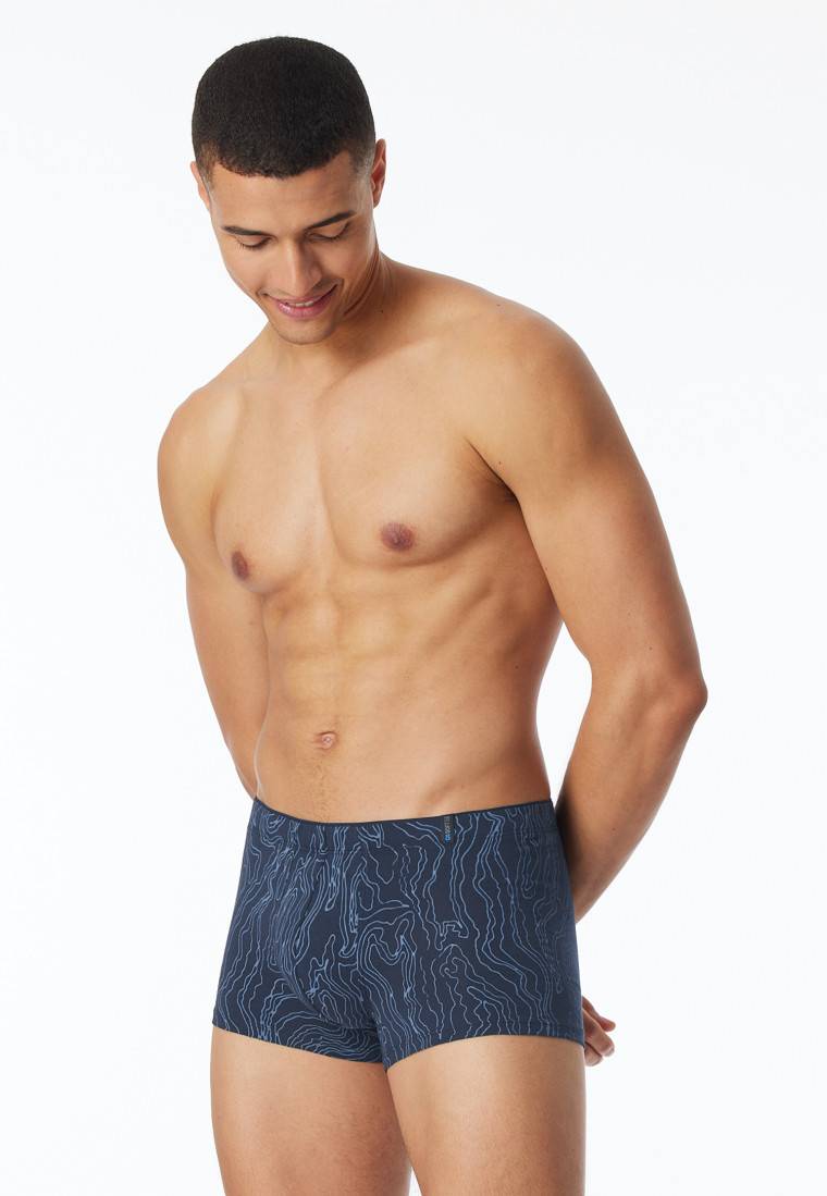 Schiesser Shorts Modal gemustert jeansblau - Long Life Soft Super Rabatt