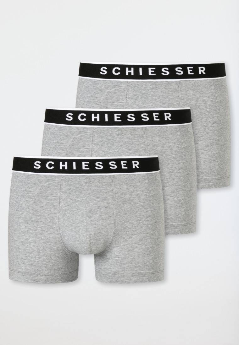 Schiesser Shorts 3er-Pack Organic Cotton Webgummibund grau-meliert - 95/5 Im Verkauf