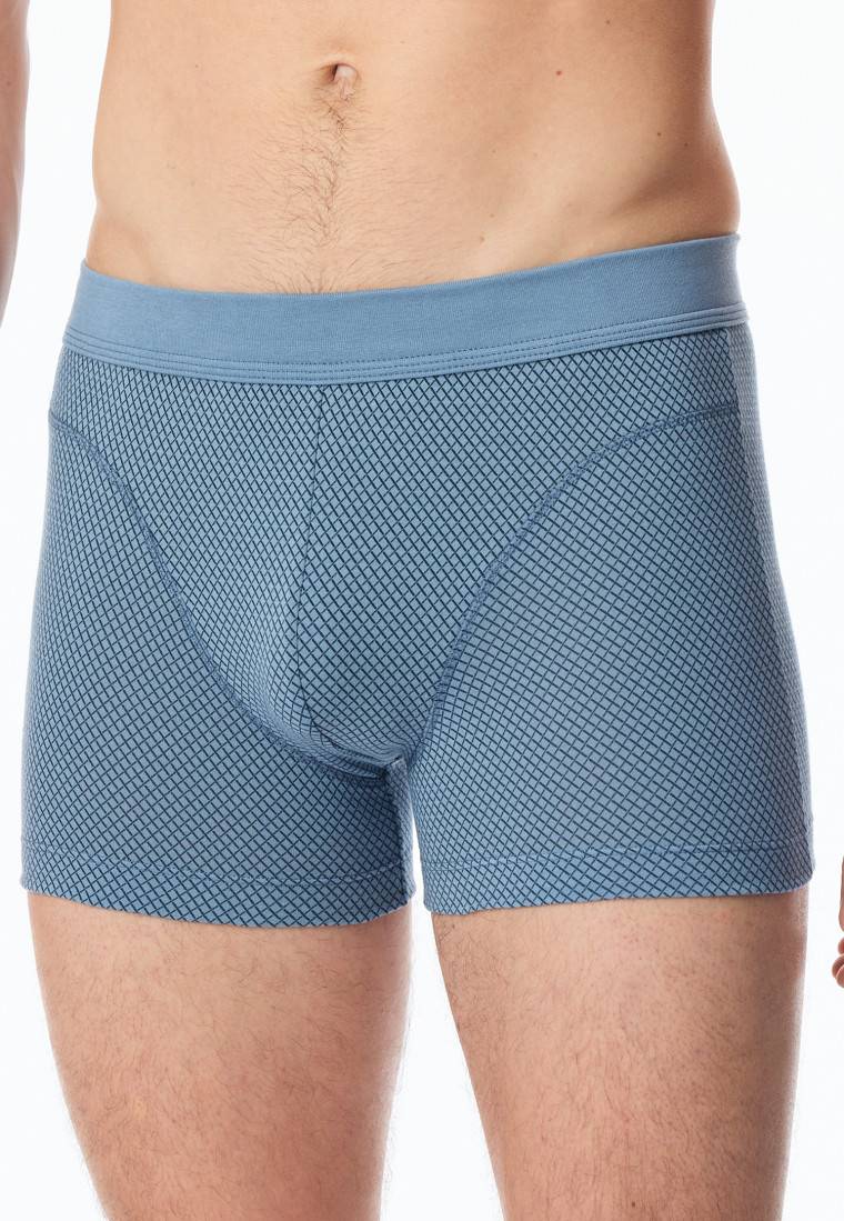 Schiesser Shorts Organic Cotton gemustert blaugrau - Comfort Fit Fabrikverkauf