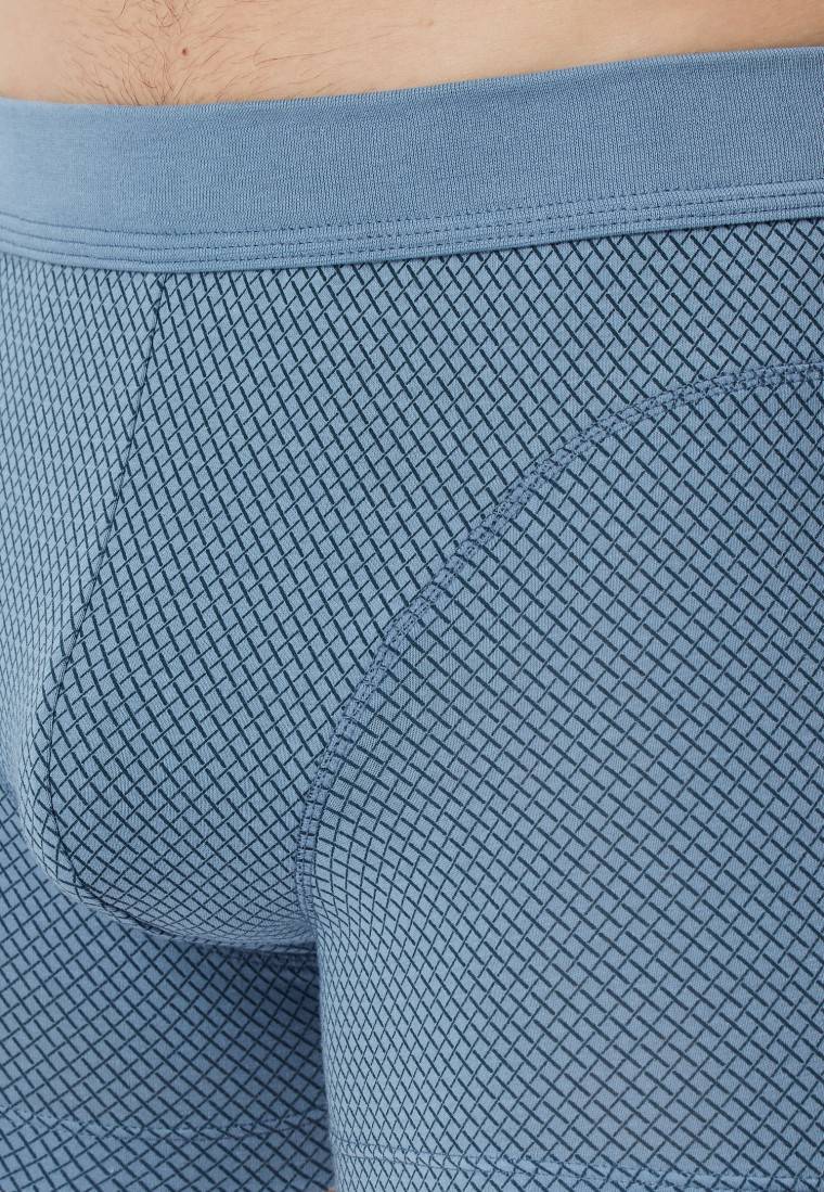 Schiesser Shorts Organic Cotton gemustert blaugrau - Comfort Fit Fabrikverkauf
