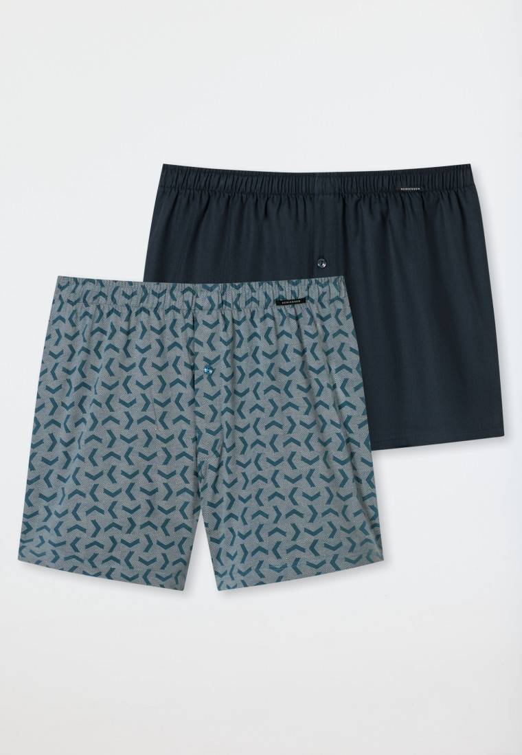 Schiesser Boxershorts 2er-Pack Jersey uni gemustert - Boxershorts Multipacks Blitzverkäufe