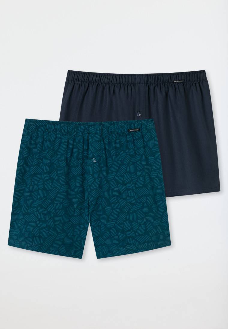 Schiesser Boxershorts 2er-Pack Jersey uni gemustert - Boxershorts Multipacks Kostenloser Versand