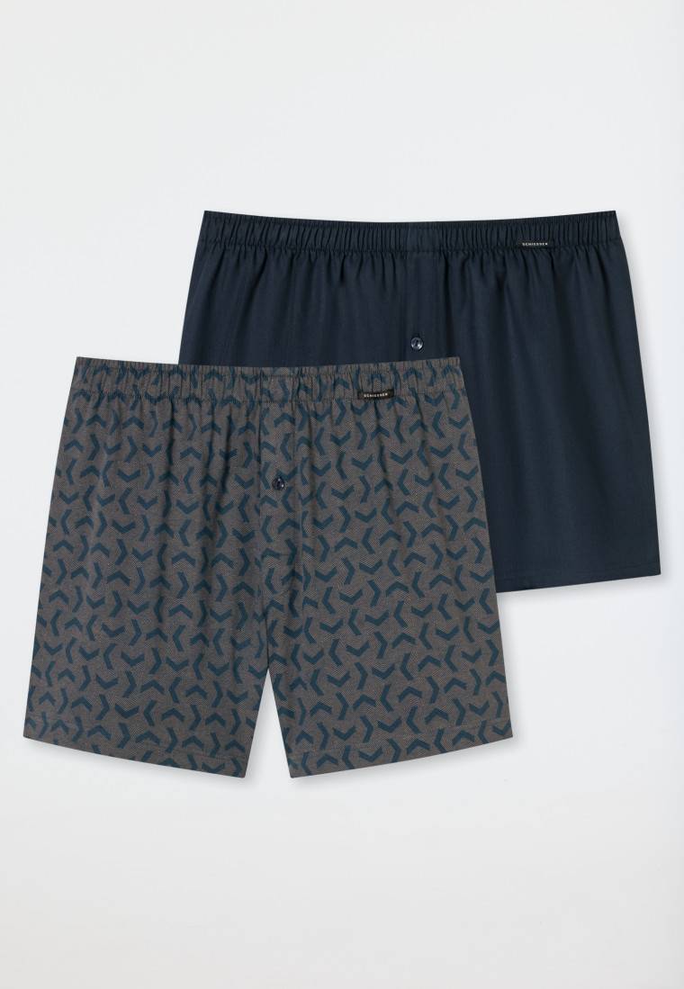Schiesser Boxershorts 2er-Pack Jersey uni gemustert - Boxershorts Multipacks Limitierter Zeitrabatt
