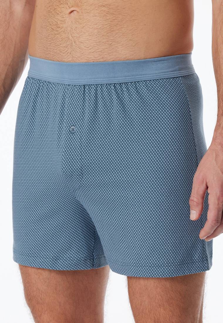 Schiesser Boxershorts Organic Cotton gemustert blaugrau - Comfort Fit Fabrik Onlineshop