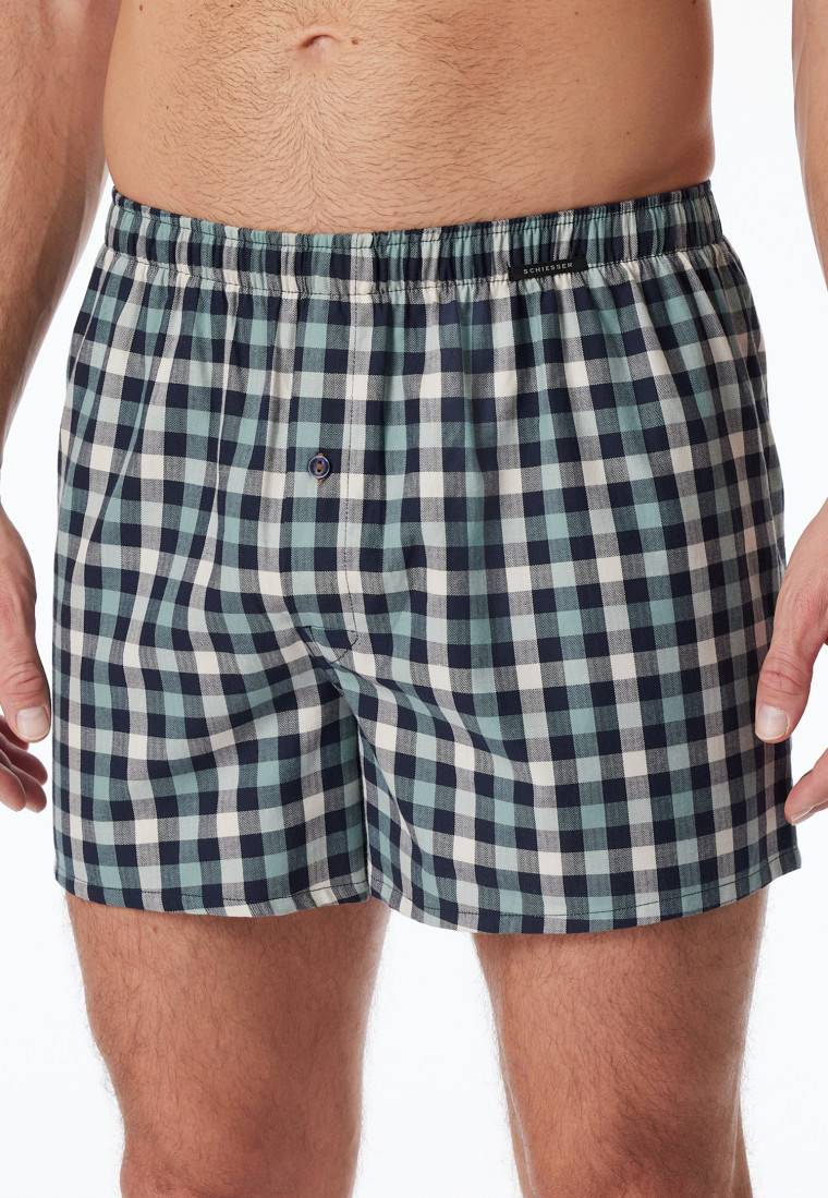 Schiesser Boxershorts 2er-Pack Webware uni & kariert - Boxershorts Multipacks Rabatt
