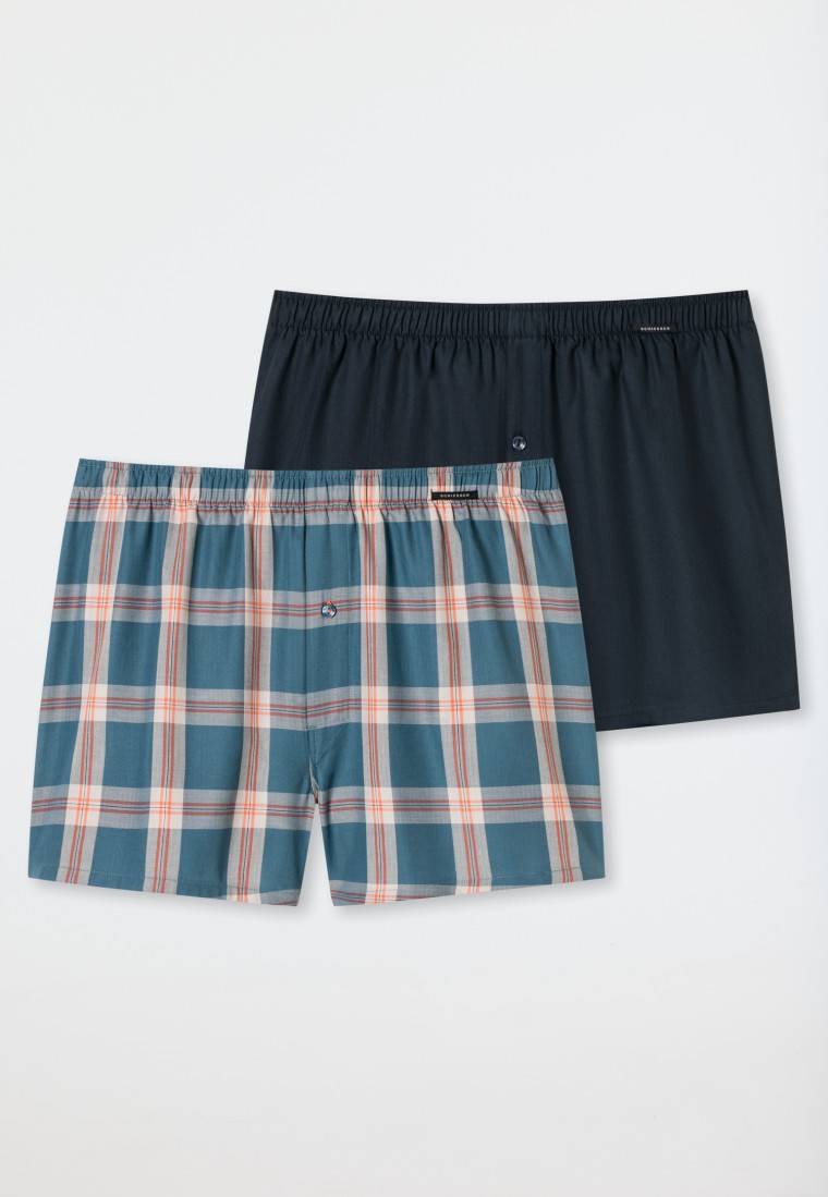 Schiesser Boxershorts 2er-Pack Webware uni & kariert - Boxershorts Multipacks Günstig kaufen