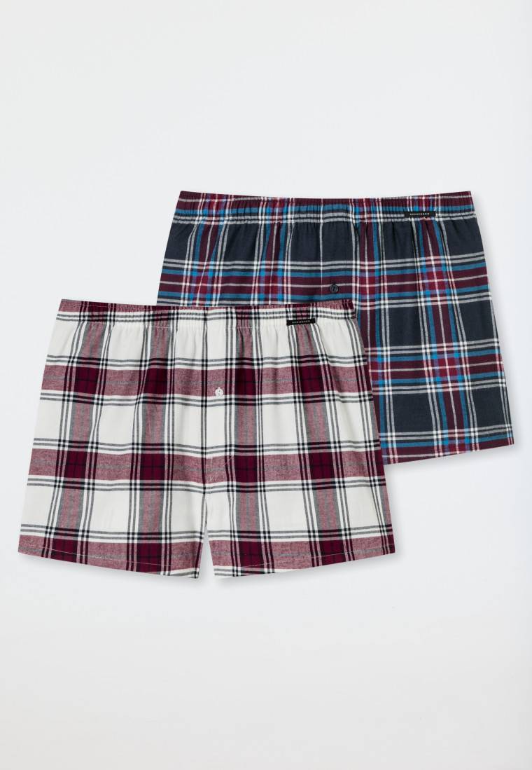 Schiesser Boxershorts 2er-Pack Webware uni kariert mehrfarbig - X-Mas Großer Ausverkauf