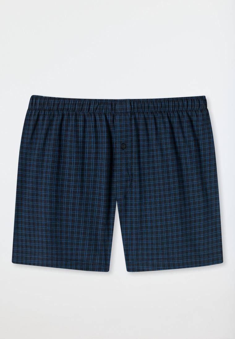 Schiesser Boxershorts Jersey dunkelblau karierte - Cotton Casuals Flash Sale