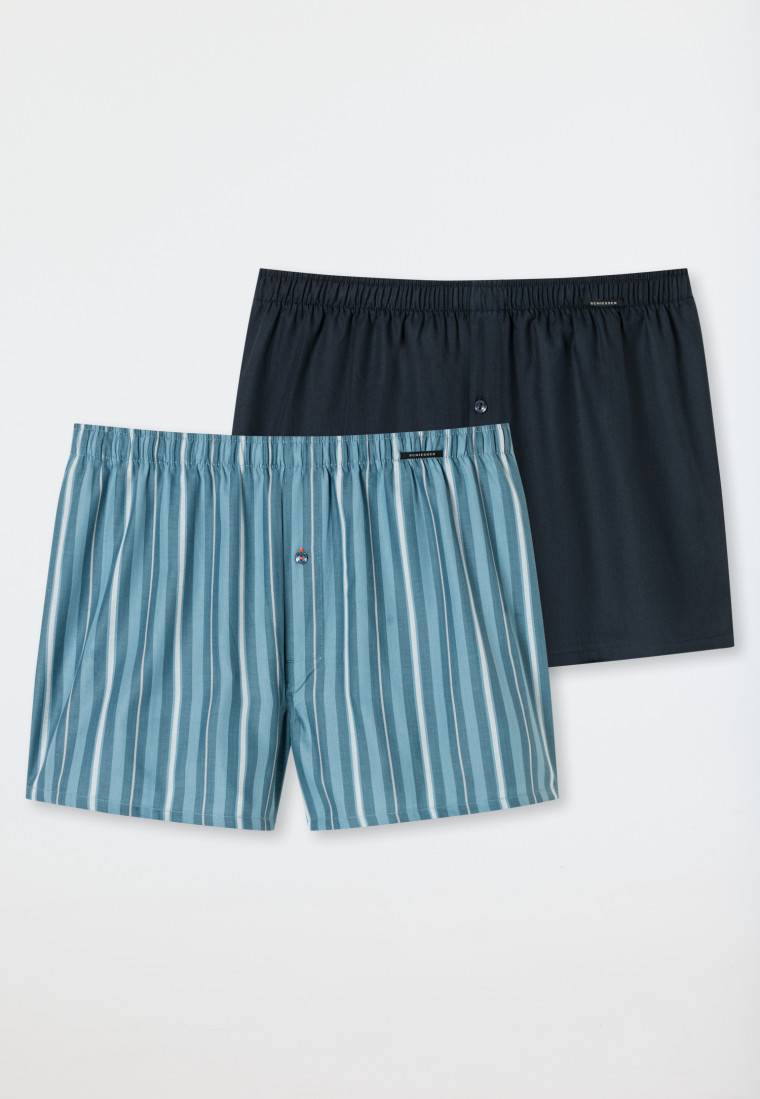 Schiesser Boxershorts 2er-Pack Webware uni & gestreift - Boxershorts Multipacks Online Shopping