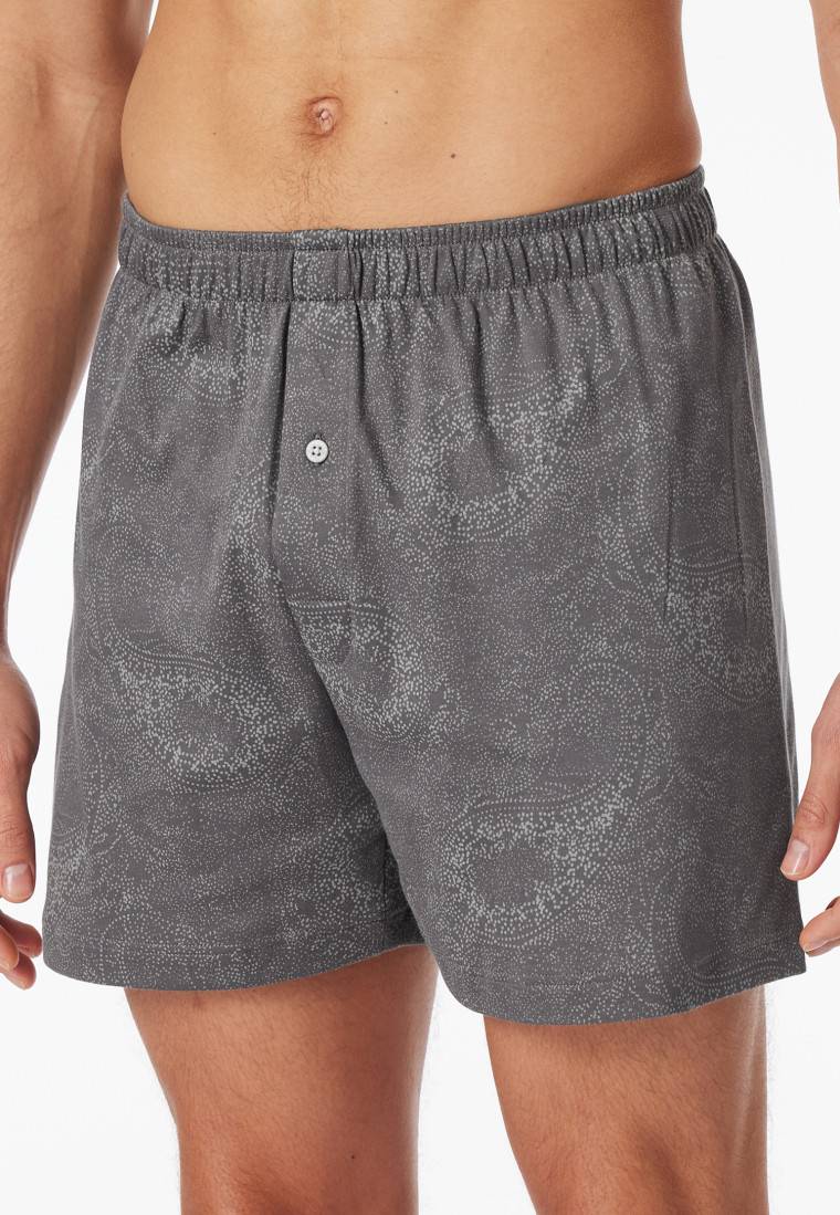 Schiesser Boxershorts Interlock Paisley anthrazit gemustert - Fine Interlock Preisnachlass