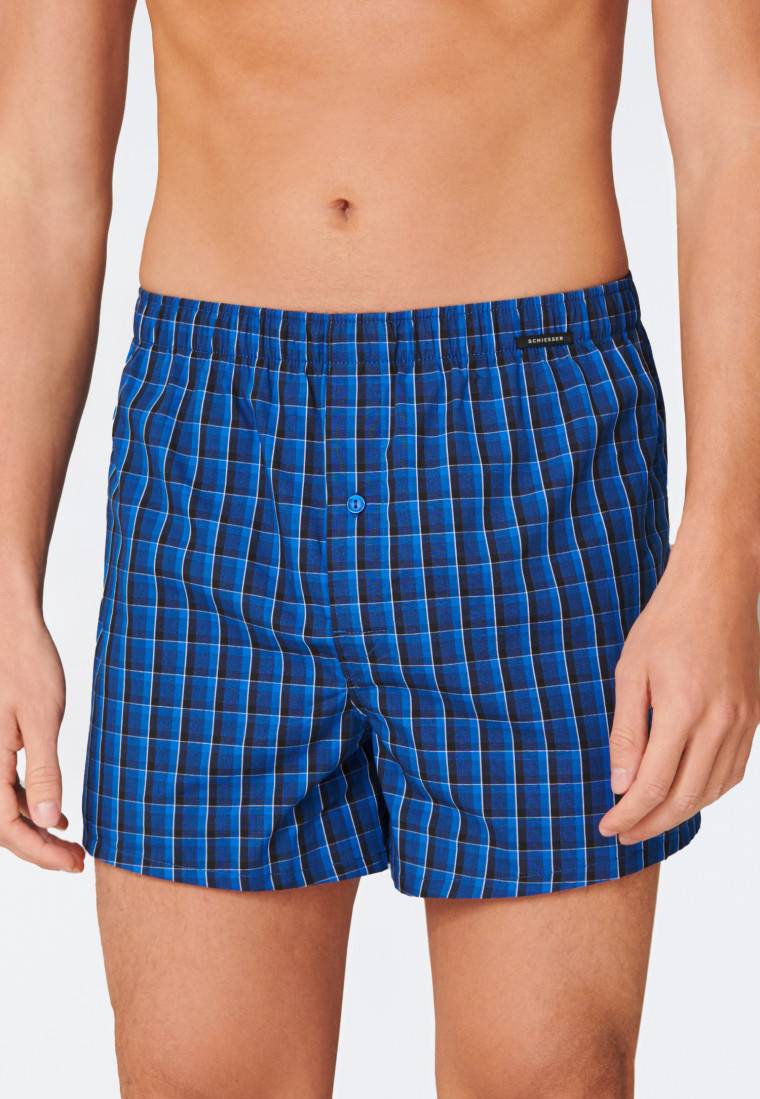 Schiesser Boxershorts 2er-Pack Webware royal kariert - Boxershorts Multipack Saisonschlussverkauf
