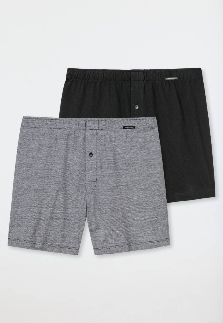 Schiesser Boxershorts 2er-Pack Jersey schwarz/ grau - Boxershorts Multipack Weihnachtsangebot