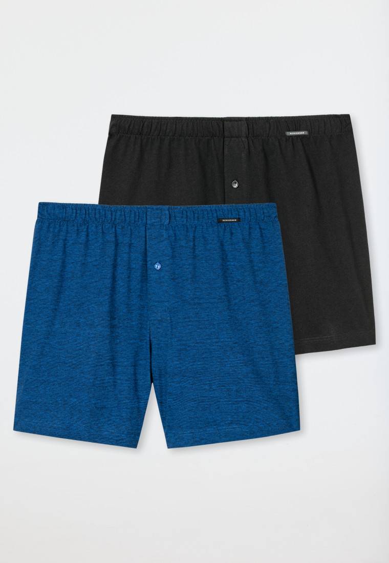 Schiesser Boxershorts 2er-Pack Jersey schwarz/ blau - Boxershorts Multipack Muttertagsangebot