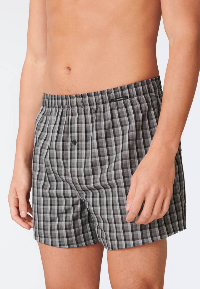 Schiesser Boxershorts 2er-Pack Webware schwarz kariert - Boxershorts Multipack Vatertagsangebot
