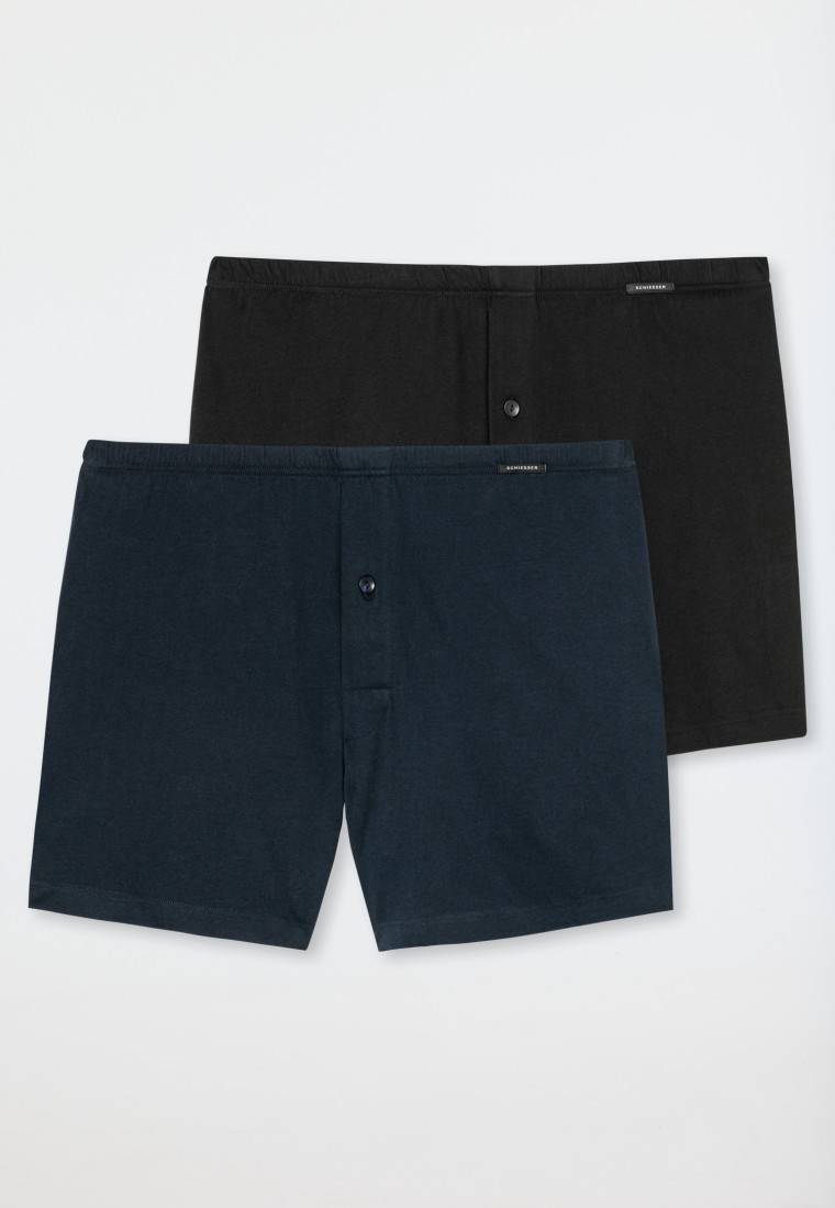 Schiesser Boxershorts 2er-Pack Jersey schwarz/ dunkelblau - Boxershorts Multipack Valentinstagsangebot