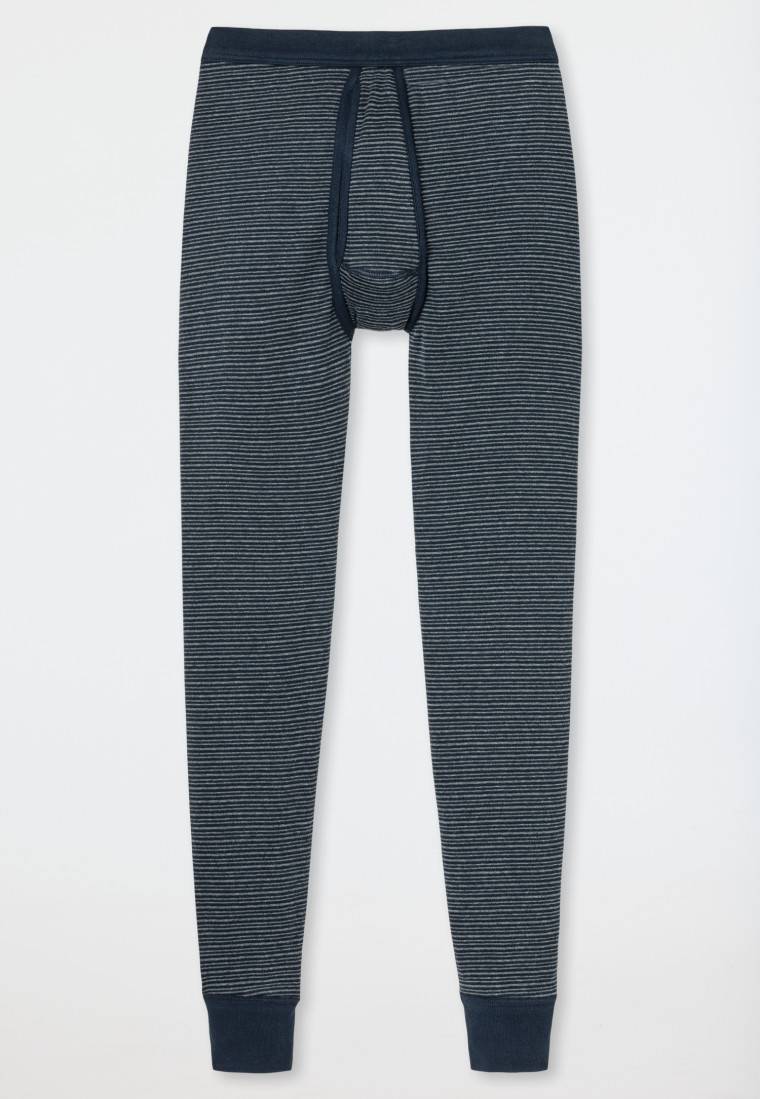 Schiesser Unterhose lang mit Eingriff dunkelblau geringelt - Feinripp melange Online Outlet