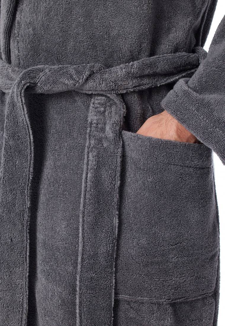 Schiesser Bademantel Frottee grau - Essentials Räumungsverkauf