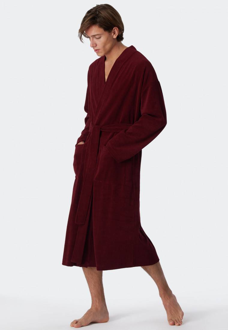 Schiesser Bademantel Leichtfrottee bordeaux - Feather Terry Kauf eins, bekomm eins gratis