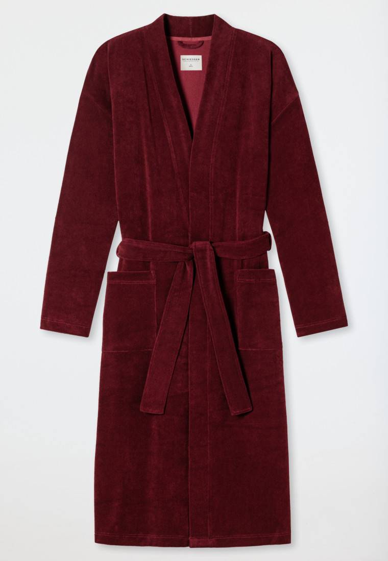 Schiesser Bademantel Leichtfrottee bordeaux - Feather Terry Kauf eins, bekomm eins gratis