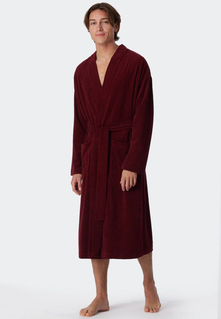 Schiesser Bademantel Leichtfrottee bordeaux - Feather Terry Kauf eins, bekomm eins gratis