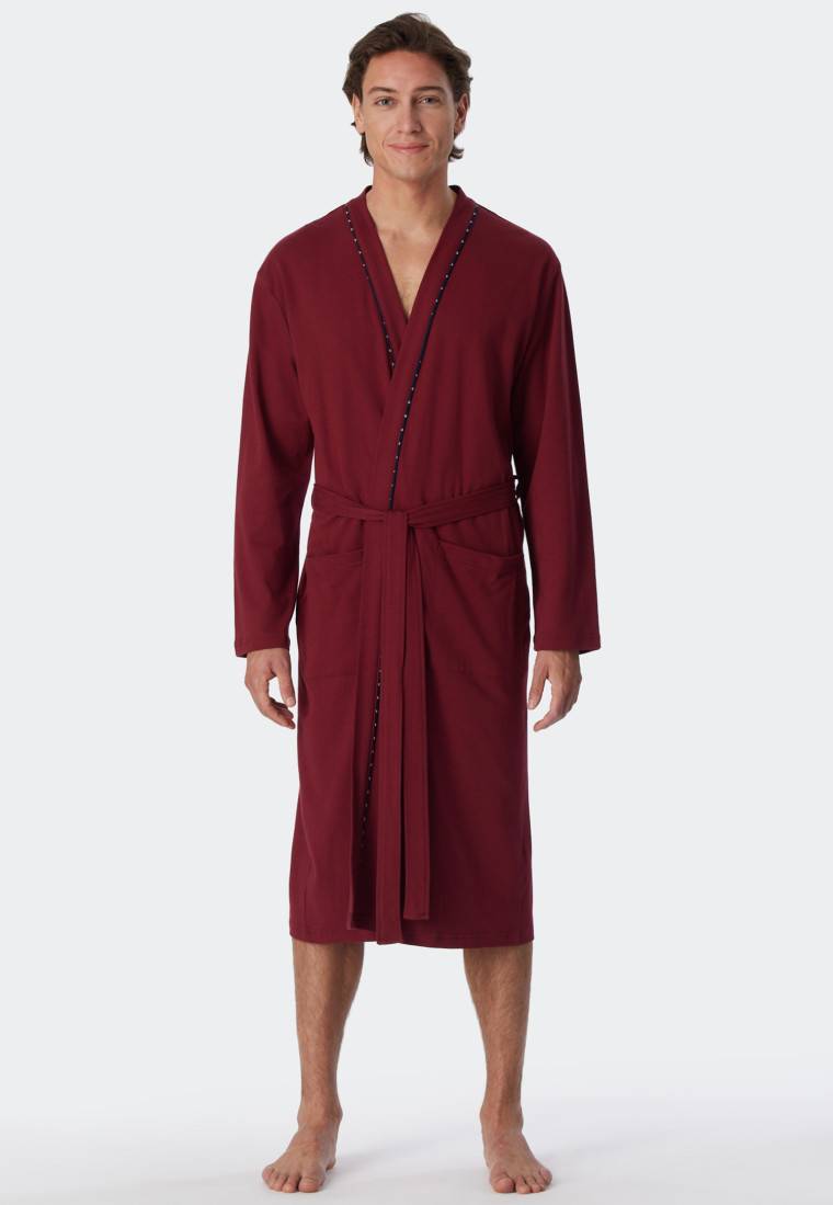 Schiesser Bademantel Fine Interlock bordeaux - Essentials Kostenlose Rückgabe