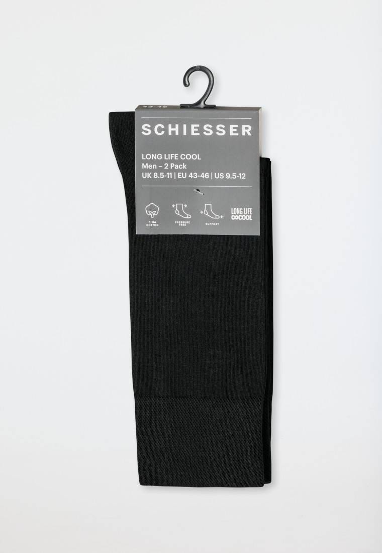 Schiesser Herrensocken 2er-Pack schwarz - Long Life Cool Letzte 3 Tage