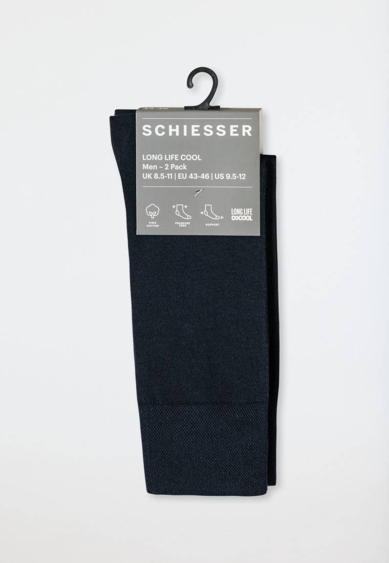 Schiesser Herrensocken 2er-Pack nachtblau - Long Life Cool Letzter Tag