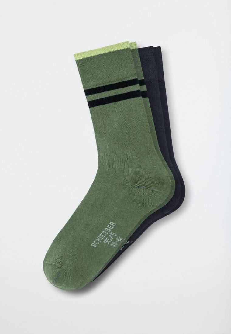 Schiesser Herrensocken 2er-Pack Organic Cotton grün/jeansblau - 95/5 Nur für heute