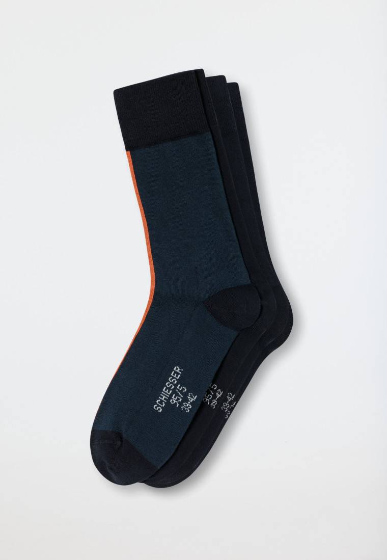 Schiesser Herrensocken 2er-Pack Organic Cotton nachtblau/grünblau - 95/5 Sonderangebot der Fabrik