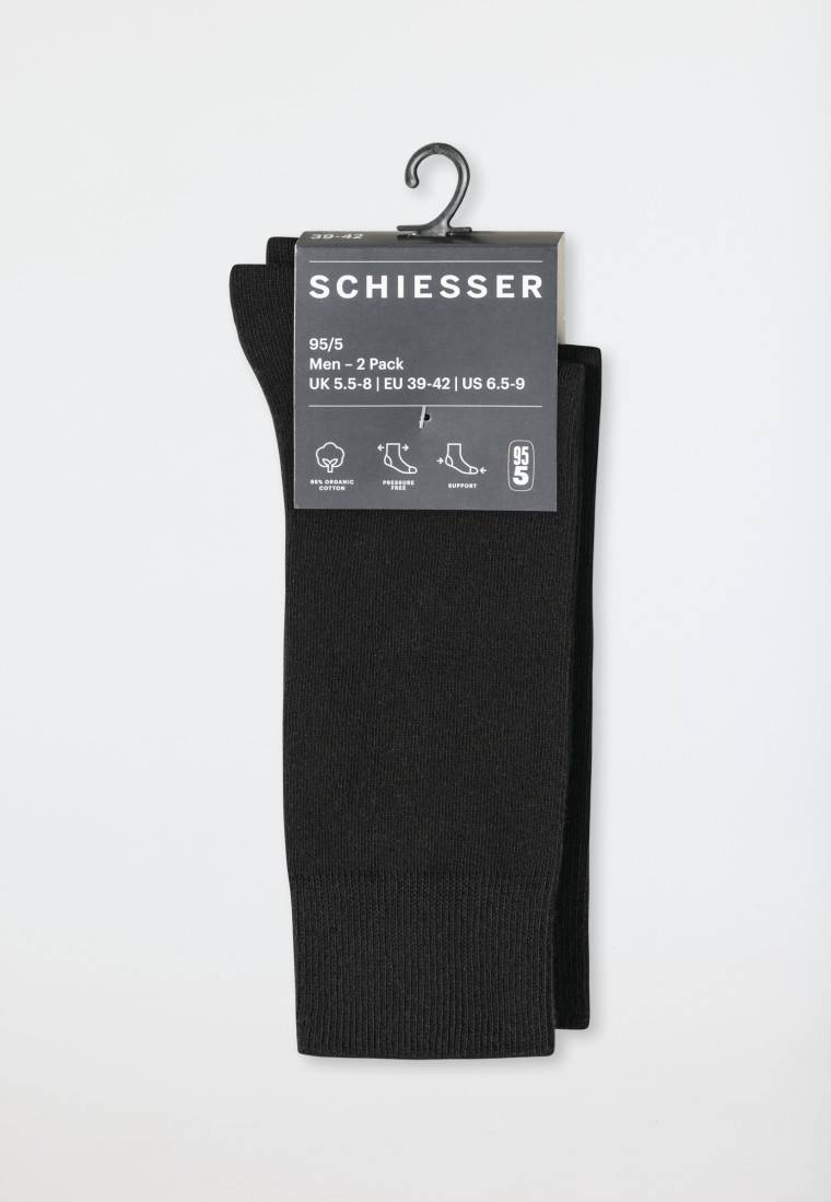Schiesser Herrensocken 2er-Pack Organic Cotton schwarz - 95/5 Riesige Rabatte