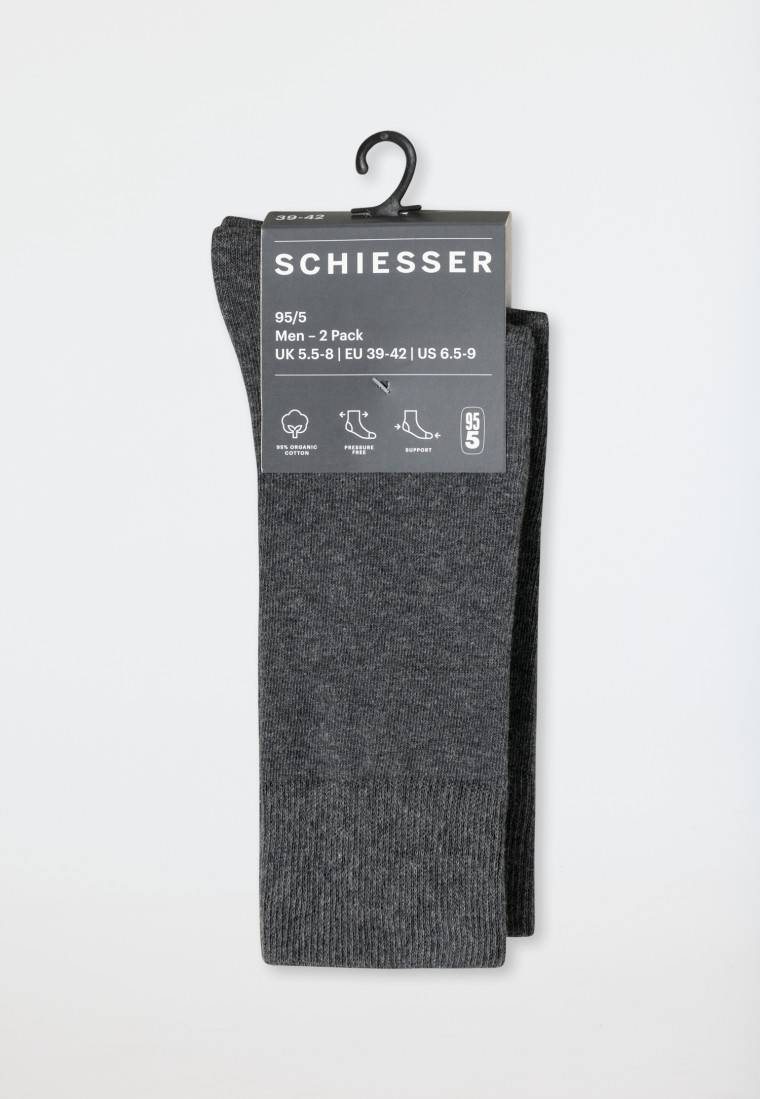 Schiesser Herrensocken 2er-Pack Organic Cotton anthrazit-meliert - 95/5 50% Rabatt mit kostenlosem Versand
