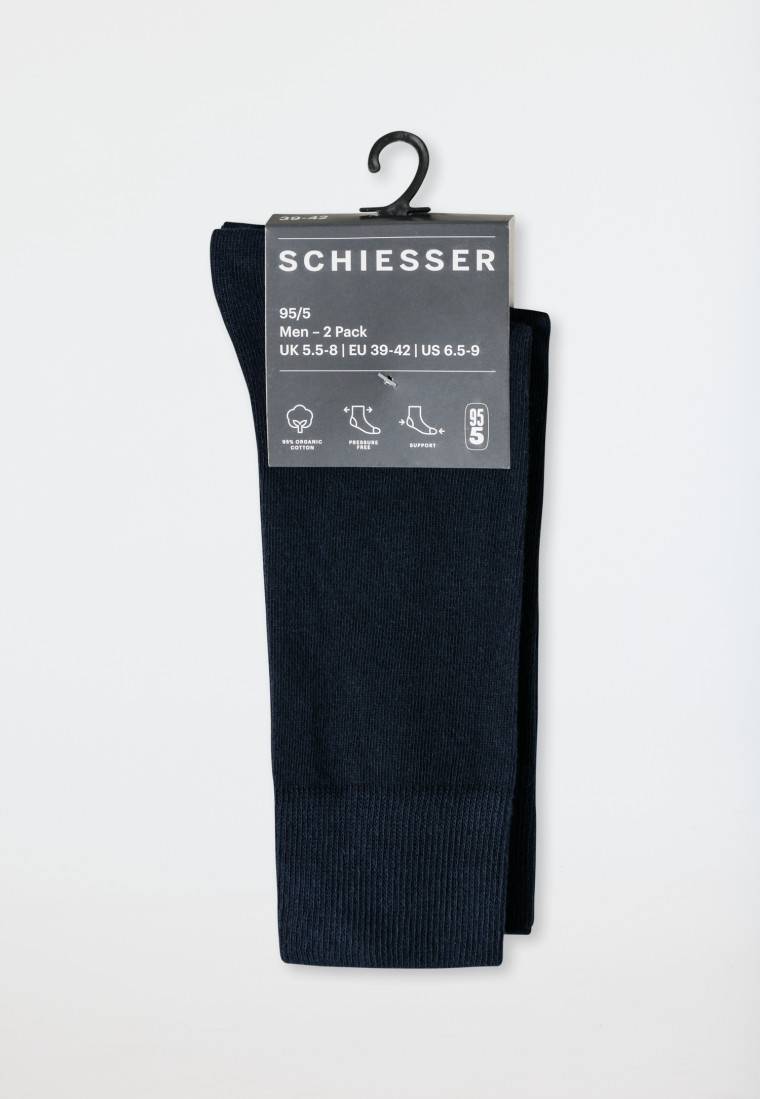 Schiesser Herrensocken 2er-Pack Organic Cotton nachtblau - 95/5 Kostenloser Versand international